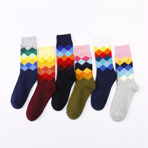 New girl Diamond Pattern Three-dimensional  Geometric Funny Combed socks-bridesmaids bridal party-golf socks-best couple socks-unisex socks