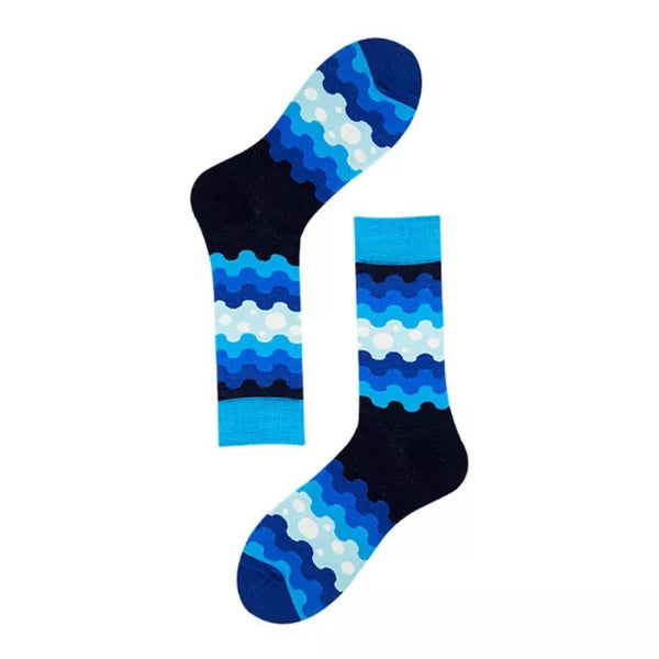 Blue red Wave Pattern Dress Socks-bridal party-golf socks-best couple socks-unisex socks-Lover socks