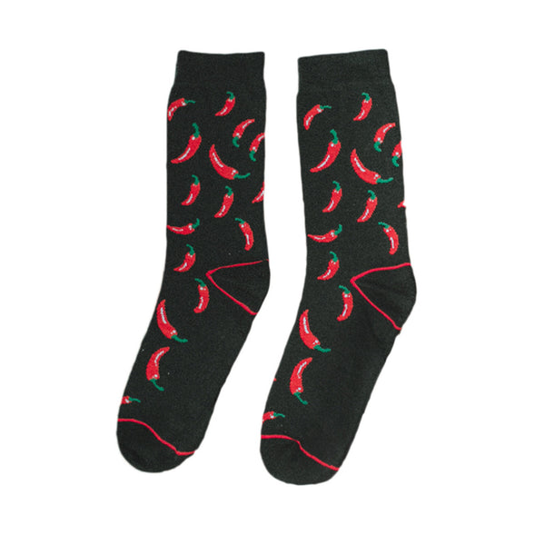 Designed fun Men's Red pepper Cotton Dress Socks Socks-groomsmen socks-men’s happy socks-Funky socks for him-Father's gift idea-Crew Socks