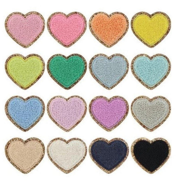 More colors heart chenille patch-handmade chenille patch-Glitter with chenille patch-Teacher’s appreciation gift-Graduation gift